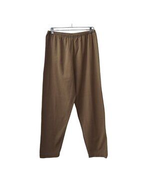 Chicos Design Womens Pants Size 3 XL 16 Brown Cotton Twill Pull On Slim Tapered